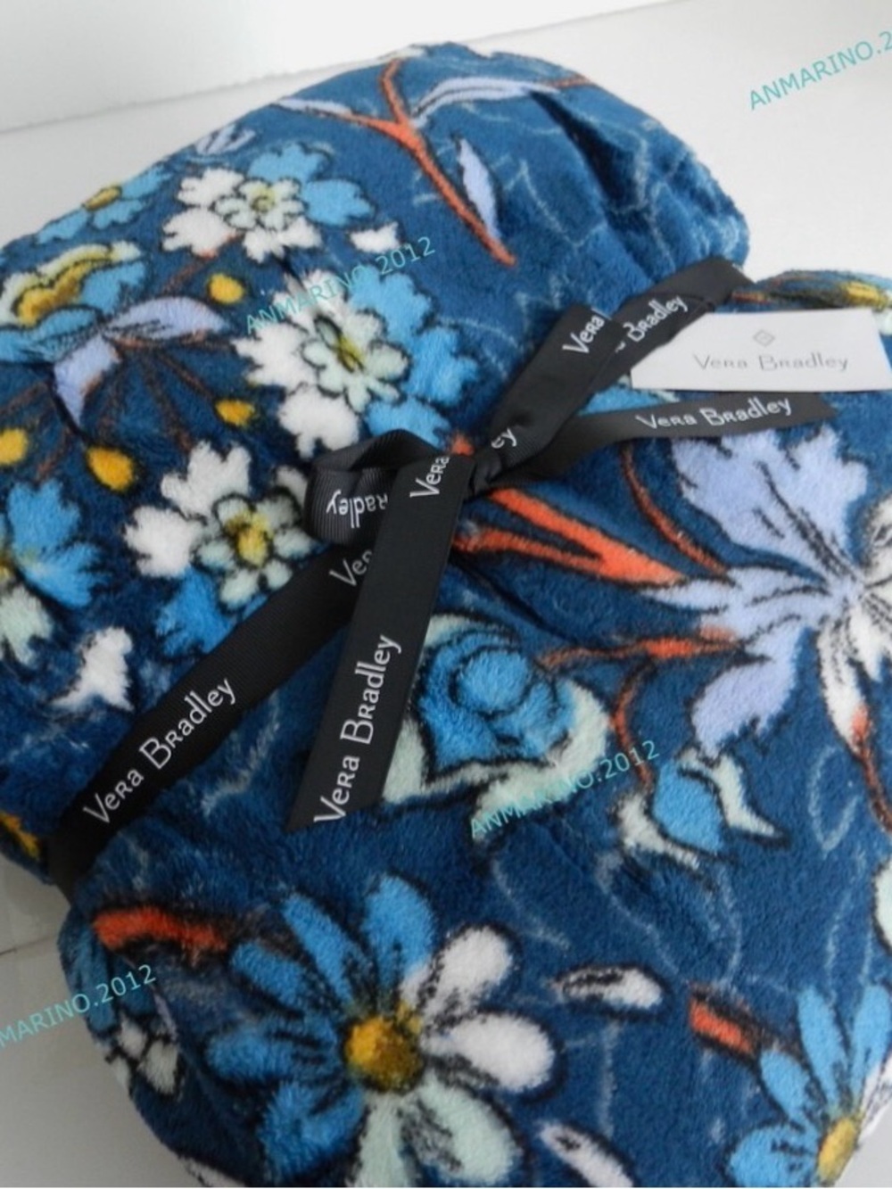 Vera Bradley Blue Floral Plush Throw Blanket